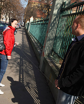 Pretty teenie sucking and jerking his hard stiff pecker