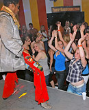 Horny drunk dancing sweeties undressing at a local club