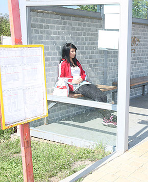 Innocent nude horny cutie fucked by very big cock outdoors