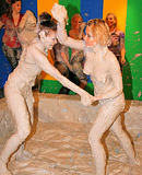 Hot crazy clothed horny ladies love wrestling each other