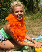 Cute dutch teenager strokes her young angelic body outside