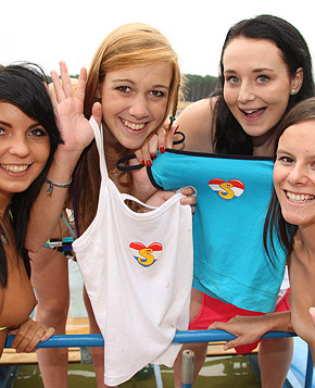 Four gorgeous beach beauties love playing with each other