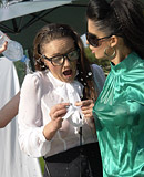 Three hot horny beauties playing with each other outdoors