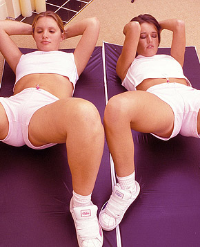  Two lesbian fitnessing horny hotties end up fucking hard