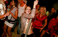 Showing their perfect tits and sucking big dancing dicks