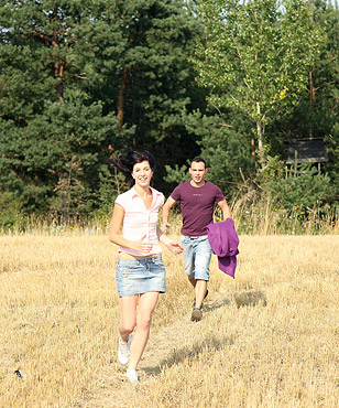 Sweetheart jerking and sucking his big stiff boner outdoors