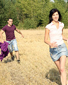 Sweetheart jerking and sucking his big stiff boner outdoors