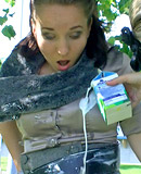 Hot fetish chicks playing with the dirty trash outdoors