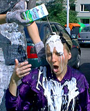 Hot fetish chicks playing with the dirty trash outdoors