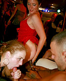 Cute drinking hotties screwing the sexy dancing fellows