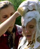 Two cute car washing lesbian hotties love getting dirty