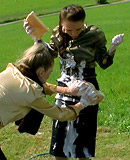 Two cute car washing lesbian hotties love getting dirty