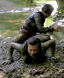 Hot messy lesbian girls like playing in the woods outdoors