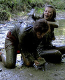 Hot messy lesbian girls like playing in the woods outdoors