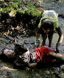 Hot messy lesbian girls like playing in the woods outdoors