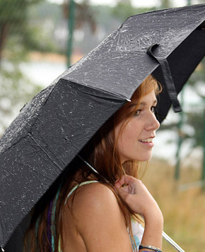  Daring teenage beauty masturbating outdoors in the rain