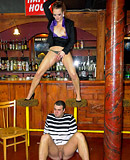 Very crazy fellow pissing on the pretty waitress hardcore