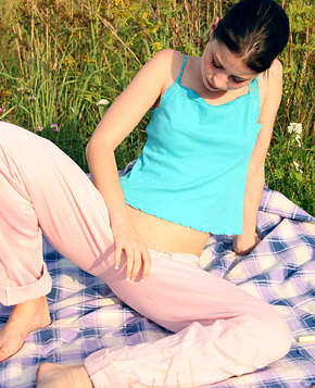  Adorable schoolgirl rubbing her young tight cunt outside