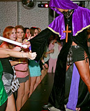  Daring sweethearts sucking massive dicks at a sex party