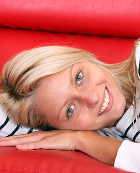 Cute innocent teenager caressing her small tits and cunt