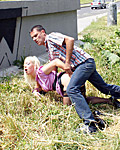  Horny old senior shagging a blonde girl near the highway