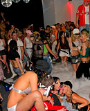 Sexy horny girls fucked at big bubble party by strippers