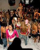 Horny drinking babes fucking sexy dudes at a big soap party
