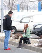 Cute daring chick enjoys slurping his tasteful manjuice