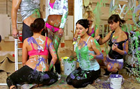 Very lucky paint fellow banging a group of dirty chicks