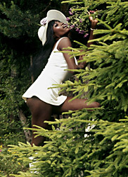 Amazing Ebony in white dress