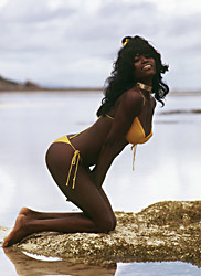 Amazing Ebony in white dress