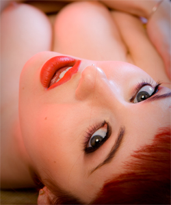 Glamour shoot with redhead pin up girl and her doggy!