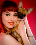 Glamour shoot with redhead pin up girl and her doggy!
