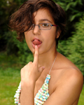 Judy 18 yo in the garden with candy lingerie, she´s so greedy...