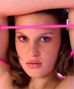 Freckled Pigtailed tall teen LiLou, firt time nude in studio...