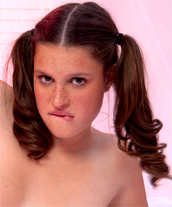 Freckled Pigtailed chubby teen Lilou ass fucked!