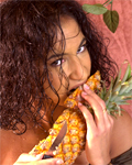 Adorable exotic teen spreading for the first time with fruits!