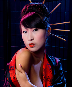 Sharon Lee stripping in studio as a sexy geisha, ...artistic shoot...