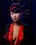 Sharon Lee stripping in studio as a sexy geisha, ...artistic shoot...