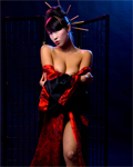 Sharon Lee stripping in studio as a sexy geisha, ...artistic shoot...