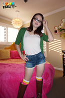 Jennifer Bliss is cute, young, and a bit naive about the porn world, to help break her in, Ryan fucks her hard and jizzes right on her favorite pair of glasses.