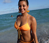 Samira - Hot brunette Samira has sex on sofa with cumshot