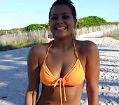 Samira - Hot brunette Samira has sex on sofa with cumshot