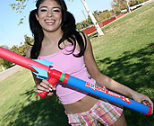 Adrianna Nevaeh - Petite brunette teen Nichole strips and fucks on camera