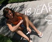 Eve Nicholson - Cute brunette teen Eve first time anal