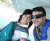 Marina Mae - Hot Brunette Marina Mae has sex on sofa with cumshot