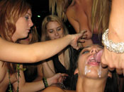 Strip Club Sluts Dominate - Strip club sluts slap the shit out of dude introduced to a cruelty party!