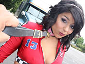 Christina Moure - Crazy slut gets tied and blinded by come.