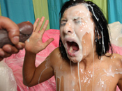 Ashli Orion - Cute brunette Ashli gets blasted with cum on her face!