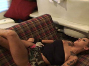 Alana James - Big pimp party and fuck fest with new whore. Guy shows off home made porn of him and his tattoo covered ex-girlfriend